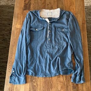 Billy Reid l/s Henley Blue